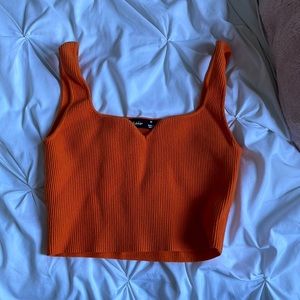 Orange ribbed crop top